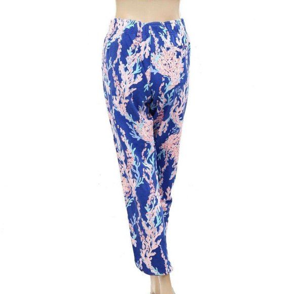 Lilly Pulitzer 28" Emora Knit Pants Printed Cotton Blue Resort S New - Picture 7 of 9